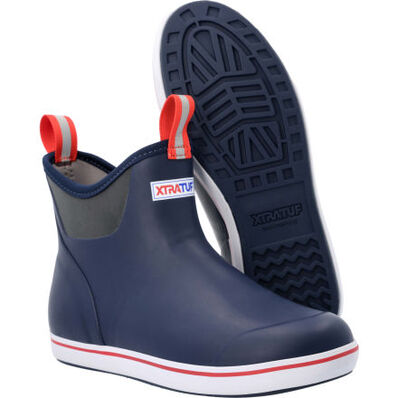 XTRATUF Men's Navy/Red 12 Rubber Deck Boot