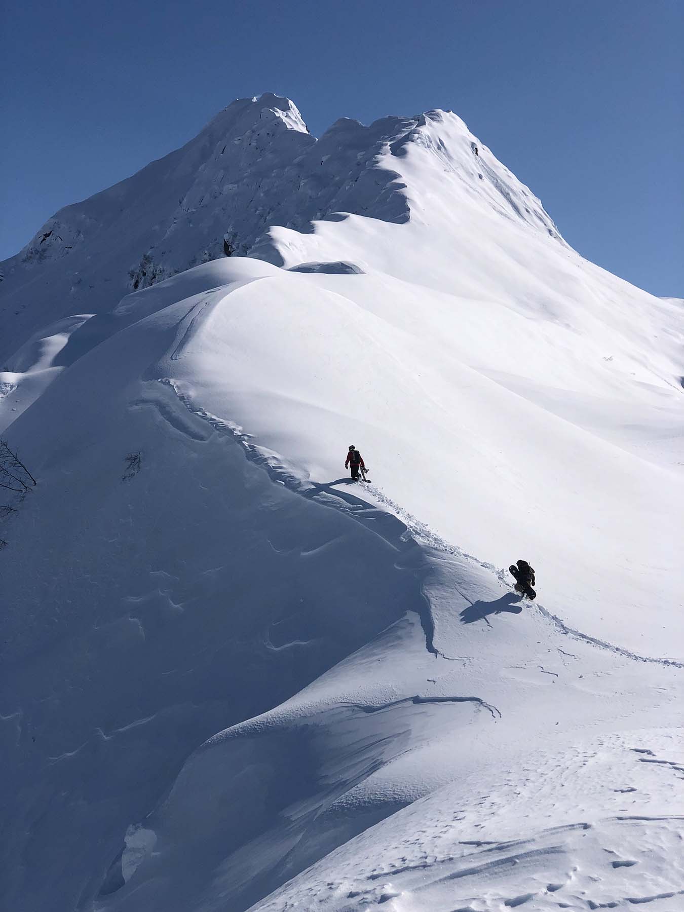 Climbing to the mountain peak