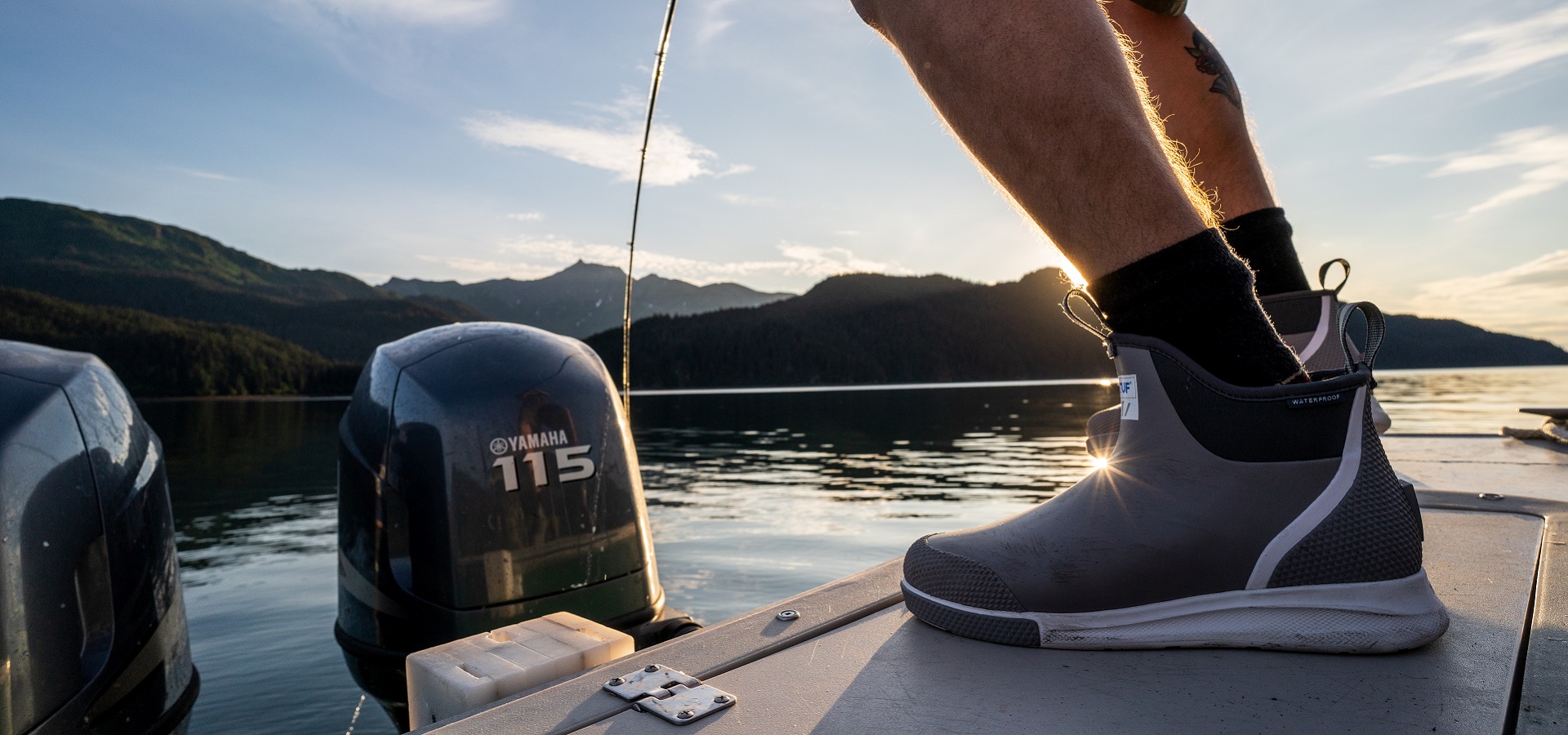 Fisherman wearing Men's Ankle Deck Sport shoe model ADSM100