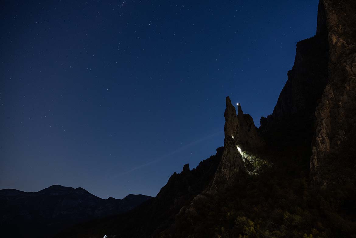 Jaidon and I reaching the top of the spire on the right. The idea was to make it to the top for sunset. Boy did that go well.