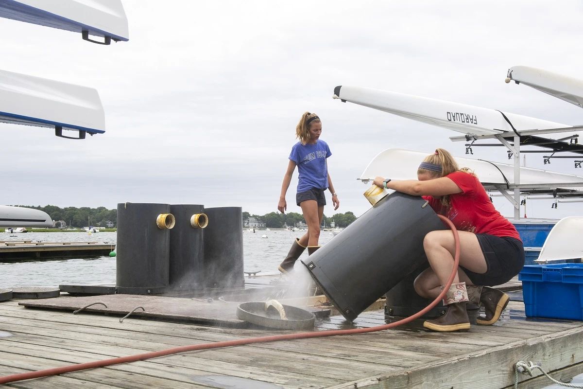 Biologists inspect upweller systems