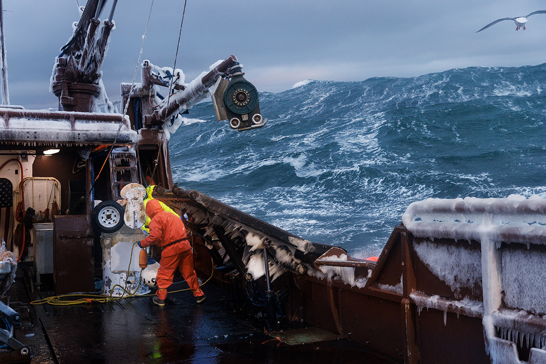 Crew preparing for a wave